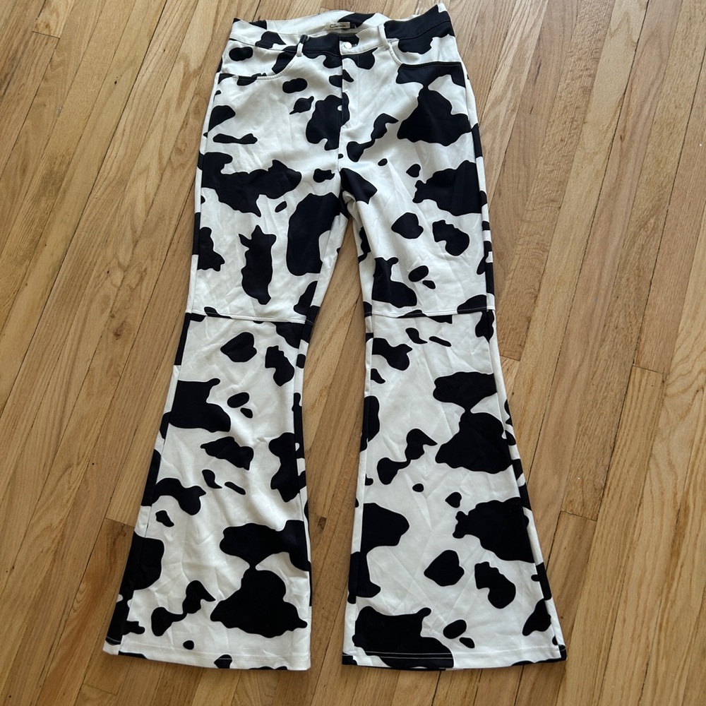 Cow Print Flare Pants
